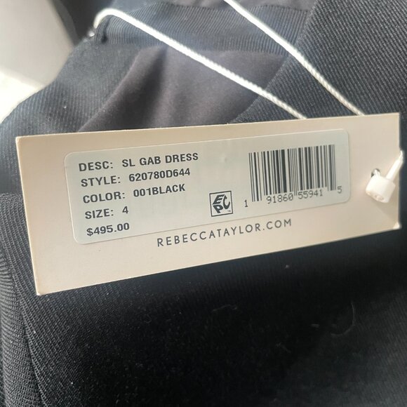 Rebecca Taylor Black Sleeveless Gab Dress Size 4 Office Little Black Dress LBD - Picture 9 of 10